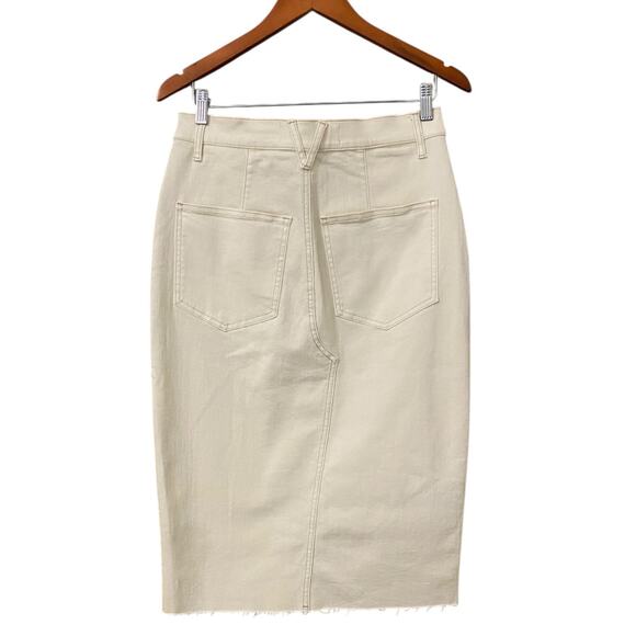 NWT Veronica Beard Breves Midi Denim Skirt US 8 White Ecru Front Slit Raw Hem - Picture 10 of 16